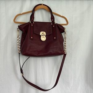 Michael Kors maroon satchel with crossbody strap